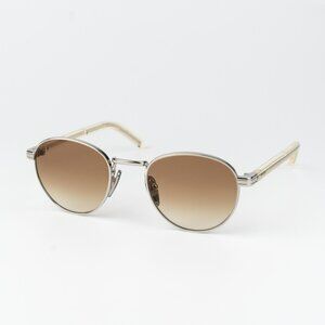 Prada Men Sunglasses Silver Brown Gradient Round PRB52S 1BC80K NEW AUTHENTIC